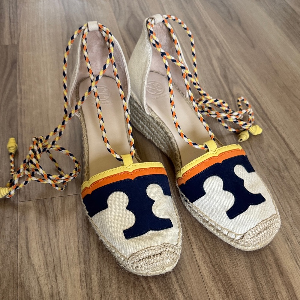 Tory Burch Espadrilles - Navy, Yellow, and Cream